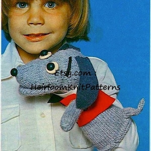Hush Puppy Glove Puppet Toy Pattern Baby Dog Puppet Vintage Knitting and Crochet Pattern Instant Download Pattern PDF - 806