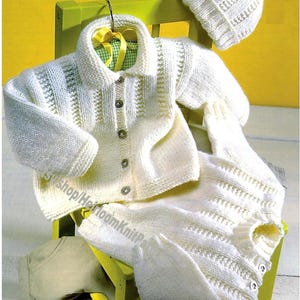 Baby Child Jacket, Sweater and Hat Vintage Knitting Pattern Easy Knit Design Boy Girl Set 16-26&#39;&#39; 0-6yrs DK 8ply Instant Download PDF - 328