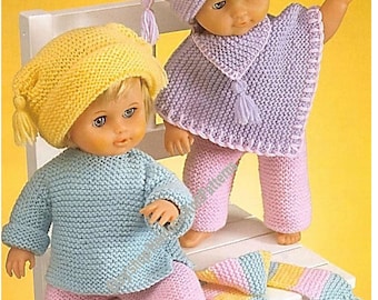 5 Pieces Doll Clothes Vintage Knitting Pattern Garter Easy Knit Baby Doll Height 12- 14'' 15- 18'' 19- 22'' Inch Instant Download PDF - 484