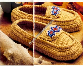 Moccasins Vintage Crochet Pattern PDF Ladies Mens Boy Girl Family Slippers House Shoes Socks Christmas Gift Idea Instant Download PDF - 3060