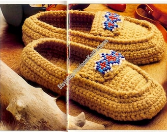 Moccasins Vintage Crochet Pattern PDF Ladies Mens Boy Girl Family Slippers House Shoes Socks Christmas Gift Idea Instant Download PDF - 3060