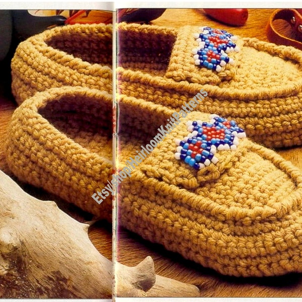 Moccasins Vintage Crochet Pattern PDF Ladies Mens Boy Girl Family Slippers House Shoes Socks Christmas Gift Idea Instant Download PDF - 3060