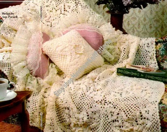 Antique Lace Afghan and Pillow Set Vintage Crochet Pattern PDF Blanket Lapghan Bedspread Bedding Throw Gift Idea Instant Download PDF - 3056
