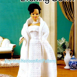 Vintage Crochet Pattern PDF Fashion Doll 1960's Period Clothes Evening Gown Wrap Gloves Teen Doll 11 1/2" 29cm Instant Download PDF- 2625