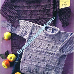 Child's Textured Sweaters Vintage Knitting Pattern Boy Girl Kids Children's Jumper Pullover 22- 28'' inch DK 8ply Instant Download PDF -2991