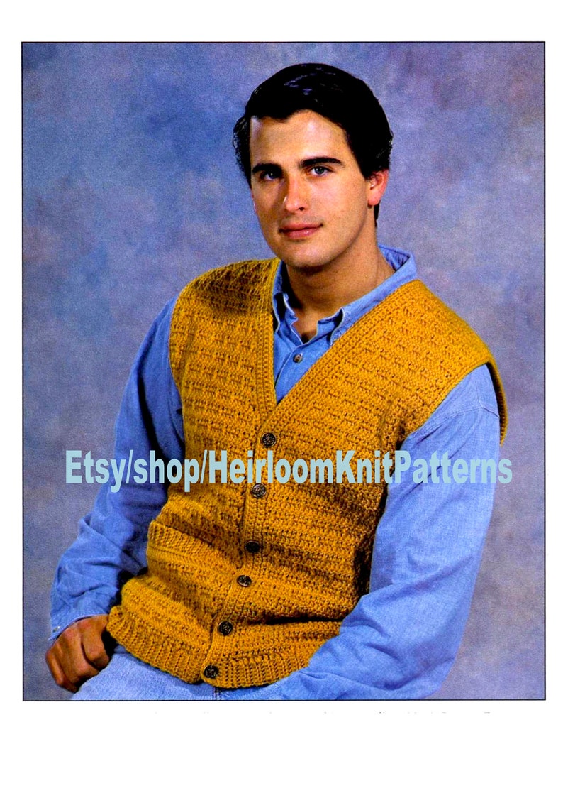 Crochet Mens Vest Crochet Pattern PDF S M L XL 34-48'' | Etsy