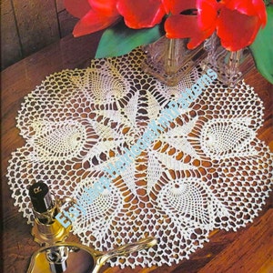 Tulpe Ananas Deckchen Vintage Häkelanleitung 13'' 33cm Runde Deckchen Tisch Mitte Chart Diagramm Muster Home Decor Sofortiger Download PDF - 2829