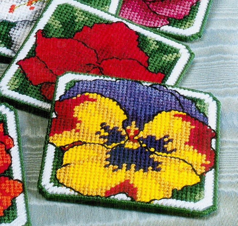 15 Flower Coasters Vintage Plastic Canvas Pattern PDF 15 - Etsy