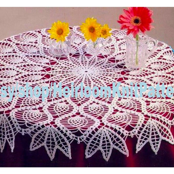 Pineapple Table Topper/ Doily Vintage Crochet Pattern PDF 35'' Tablecloth Table Center Row by Row Home Decor Digital Download PDF - 2339