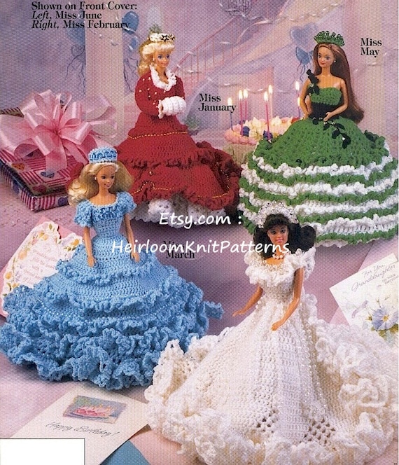 6 Barbie Dresses Vintage Crochet Pattern PDF Gowns to Fit