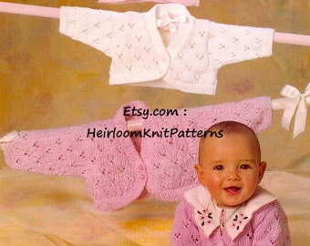 Baby Children's Girls Pretty Bolero Cardigans Vintage Knitting Pattern 16-24'' 41-61cm DK 8ply Yarn Baby Cardigan Instant Download PDF - 423