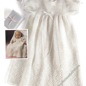 Crochet Baby Christening Dress Gown Vintage Crochet Pattern Boy Girl Heirloom Baptism Special Occasion Dress Instant Download PDF 3708 image 1