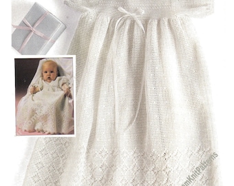 Crochet Baby Christening Dress Gown Vintage Crochet Pattern Boy Girl Heirloom Baptism Special Occasion Dress Instant Download PDF - 3708