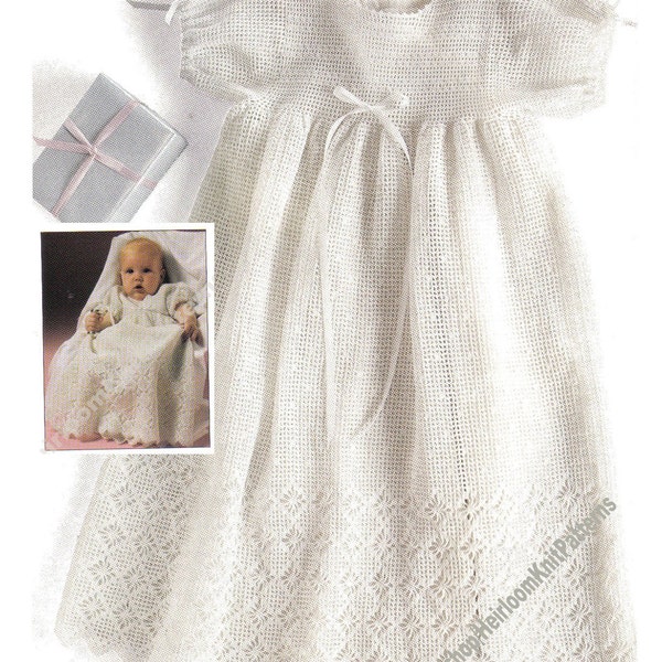 Crochet Baby Christening Dress Gown Vintage Crochet Pattern Boy Girl Heirloom Baptism Special Occasion Dress Instant Download PDF - 3708