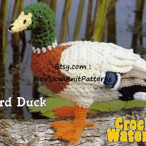 Crochet Waterfowl Mallard Duck Vintage Crochet Pattern PDF Rare Realistic Bird Toy Collector Item Gift Idea DIY Instant Download PDF - 1013
