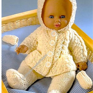 3 Pieces Doll Clothes Vintage Knitting Pattern Hooded Jacket Leggings Mitts Height 12- 14&#39;&#39; 15- 18&#39;&#39; 19- 22&#39;&#39; Inch Instant Download PDF- 492