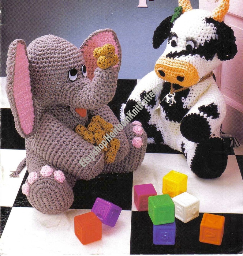 5 Designs Animal Door Stops Vintage Crochet Pattern Bear Bunny Etsy