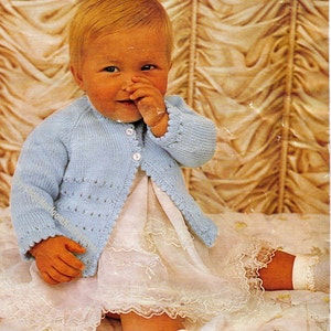 Simple Matinee Coat Vintage Knitting Pattern 18-19&#39;&#39; 6 & 9 mths DK 4Ply QK 3Ply Baby Boy Girl Jacket Cardigan Instant Download PDF - 2109