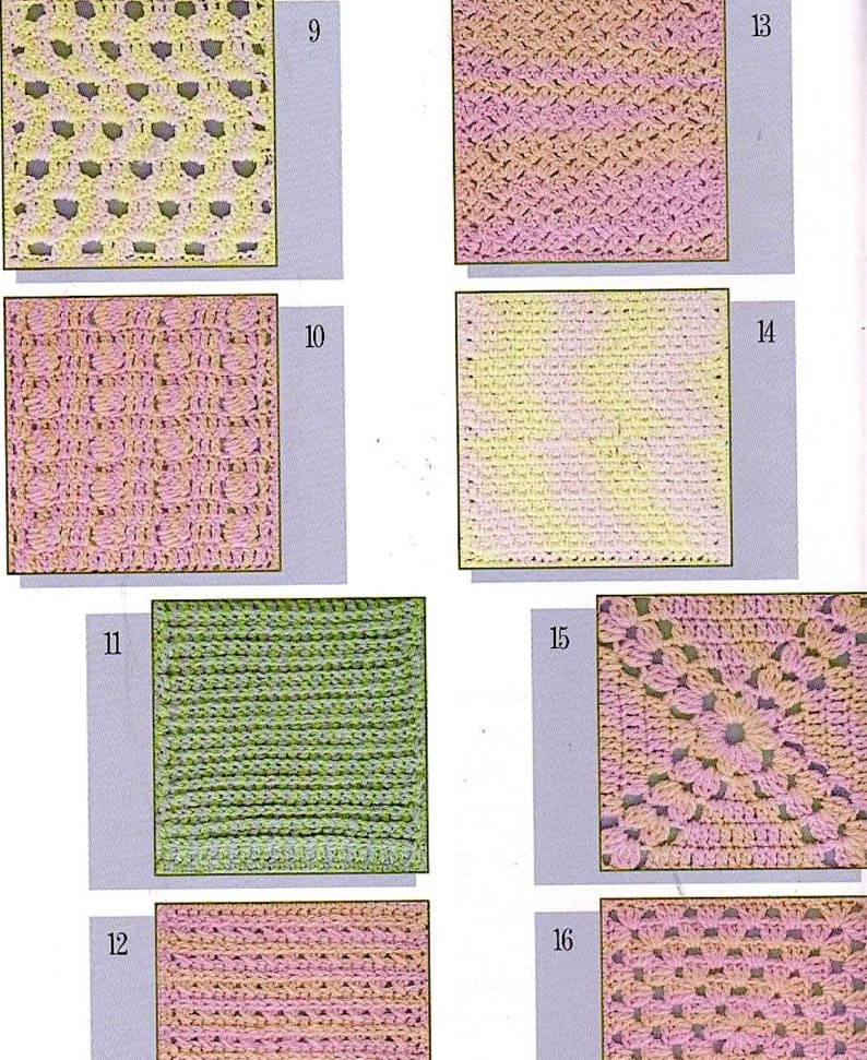 Learn 63 Easy Pattern Stitches Heirloom Afghan Vintage Crochet Pattern Sampler Blanket Quilt Scrap Yarn Gift Idea Instant Download 3629 image 3