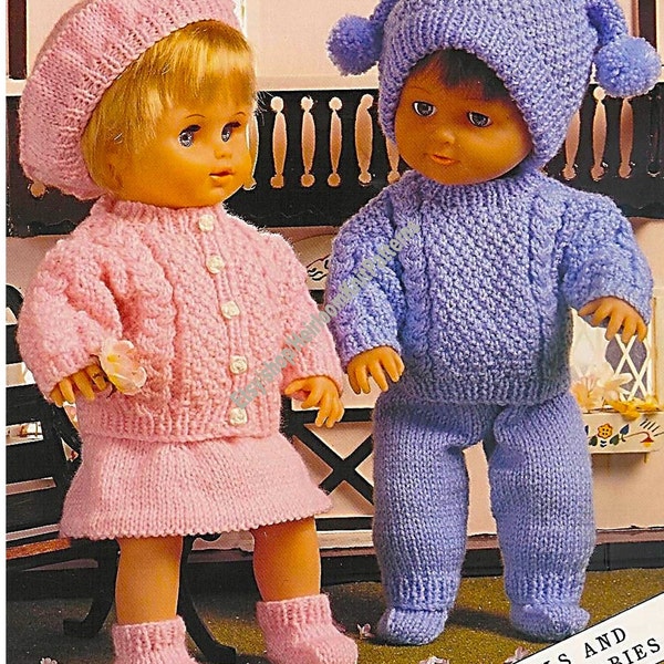 Modèle de tricot vintage 8 pièces pour poupée bébé, hauteur 12-14'' 15- 18'' 19-22'' pouces convient également aux bébés prématurés Téléchargement instantané PDF- 400