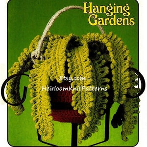 Boston Fern Hanging Gardens Vintage Crochet Pattern PDF Crochet Fern Plant Flower Planter Basket with Handle Instant Download PDF - 1042