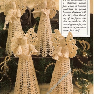 4 Lacy Angels Vintage Crochet Pattern Christmas Caroler Tree Top Angel Ornaments Tree Trims Decorations Gift Idea Instant Download PDF- 3949