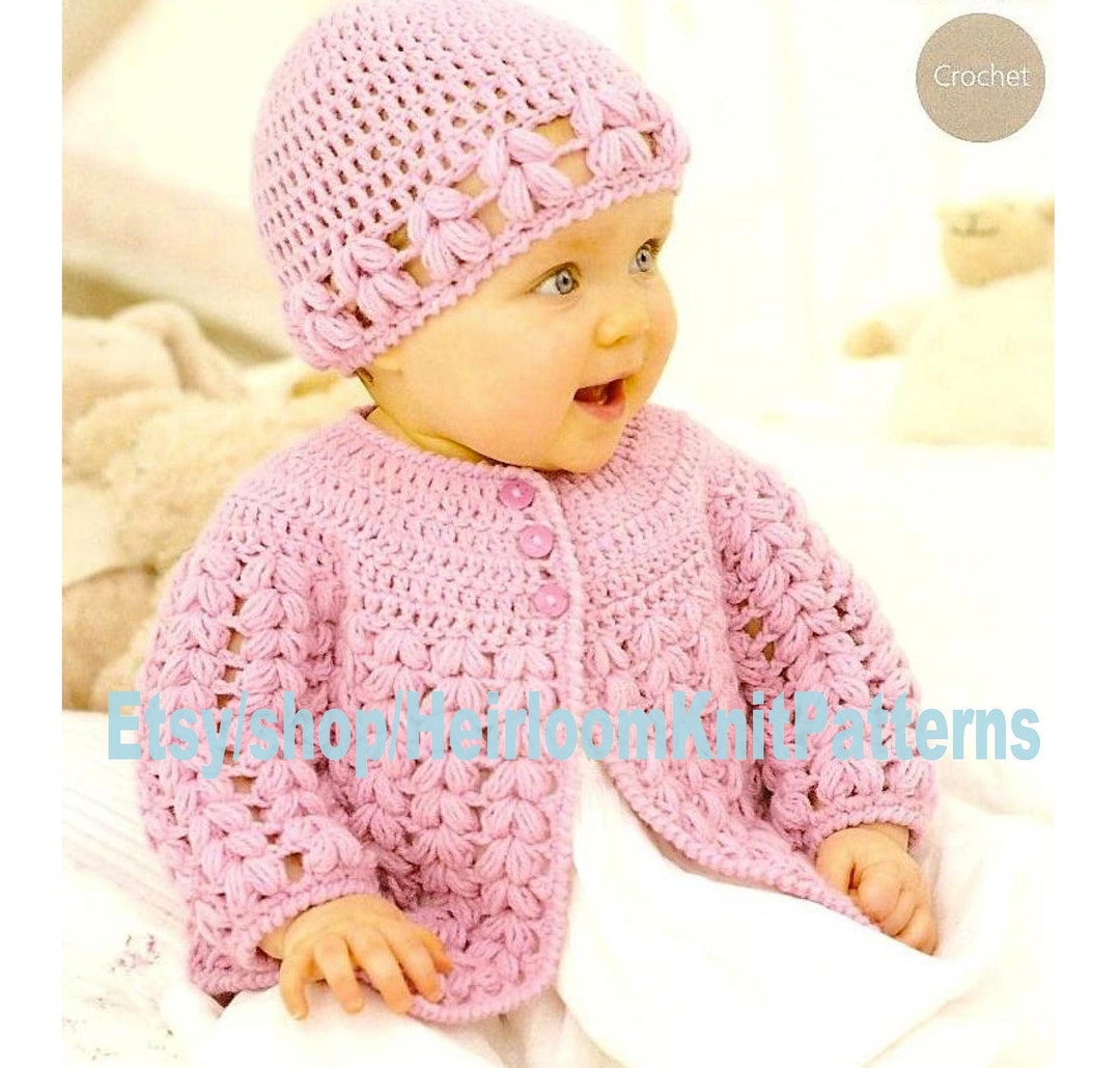 Grace Cardi and Hat in Lion Brand Jiffy - 80721AD  Baby sweater patterns,  Baby knitting patterns, Crochet baby patterns