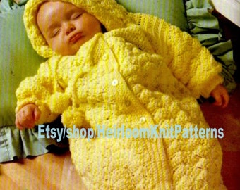 Cosy Baby Bunting Sleeping Bag Cocoon Vintage Crochet Pattern PDF Baby Boy Girl Hooded Sleep Sack Swaddle Instant Download PDF - 2632