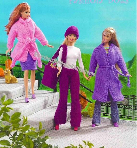 Patrón de tejido vintage para ropa de muñeca de moda de 28 cm