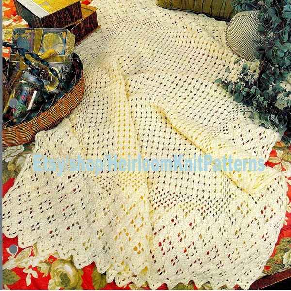 One-Piece Lacy Afghan Vintage Crochet Pattern PDF Vintage Lace Blanket Afghan Quilt Throw Pattern Instant Download PDF - 2421