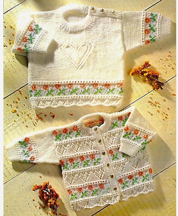 Baby Child Fair Isle Cardigan and Sweater Vintage Knitting Pattern Toddler Girl Jumper Birth 12mths 2 6Y 16 26 Instant Download PDF 611 Etsy Canada