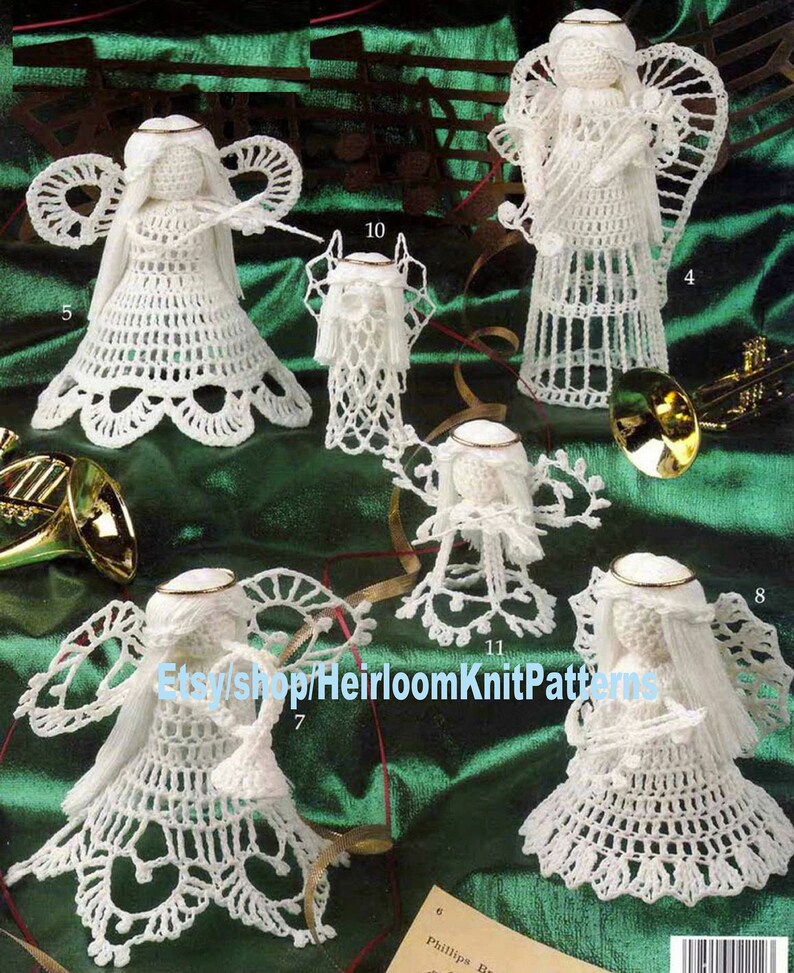 11 Angels With Musical Instruments Vintage Crochet Pattern PDF - Etsy