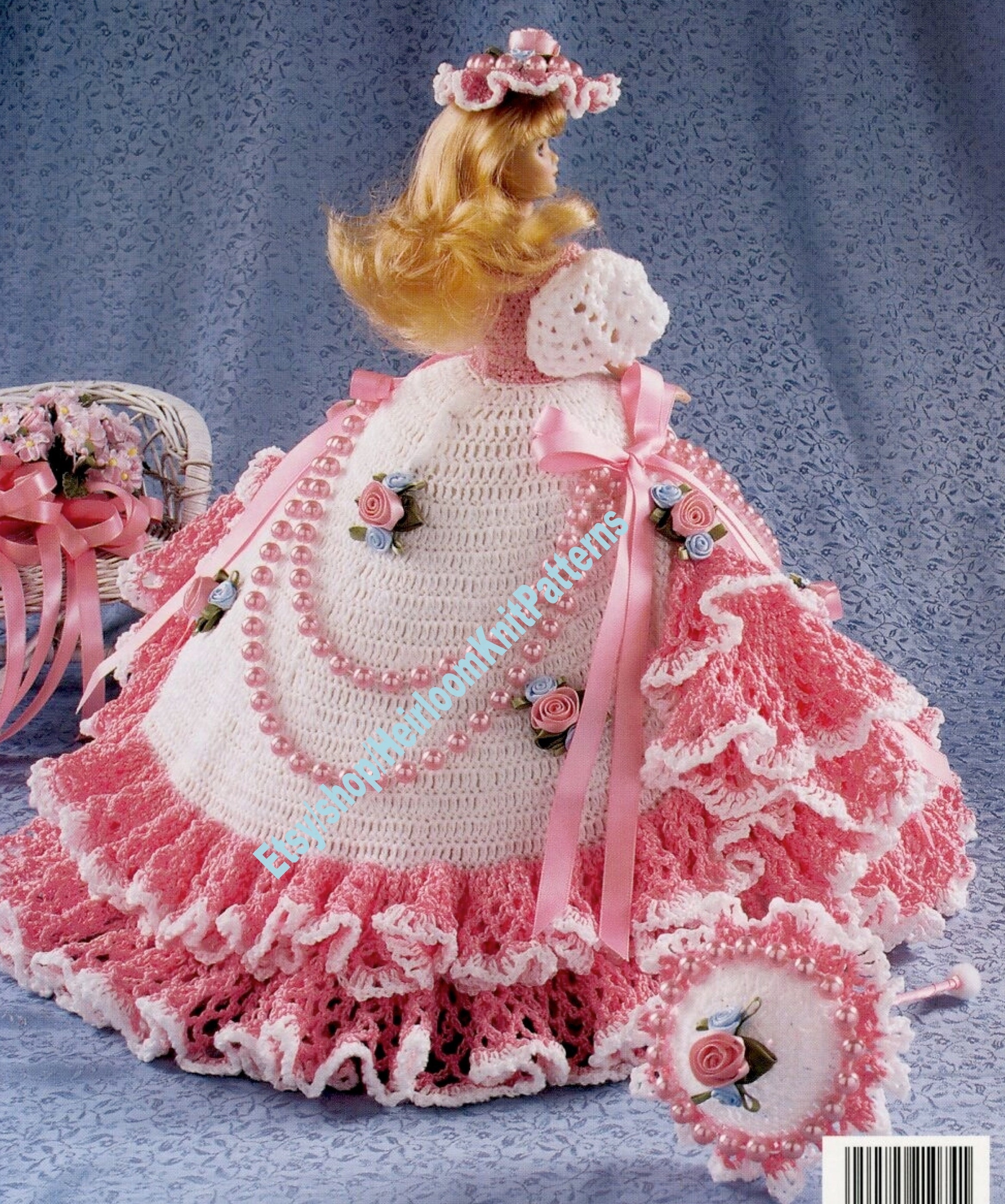 Fashion Doll Dress Gown Vintage Crochet Pattern PDF Pink Etsy