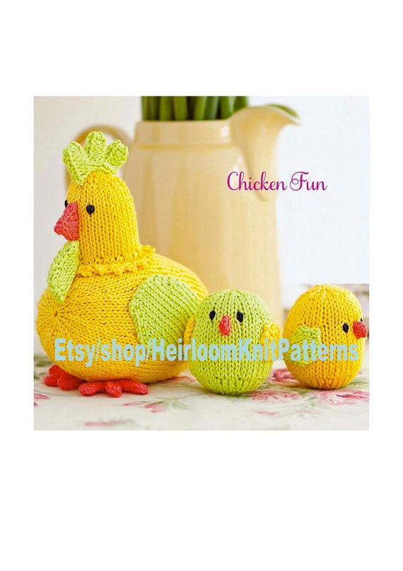 Mother Hen And Chicks Vintage Knitting Pattern Easter Decor Etsy