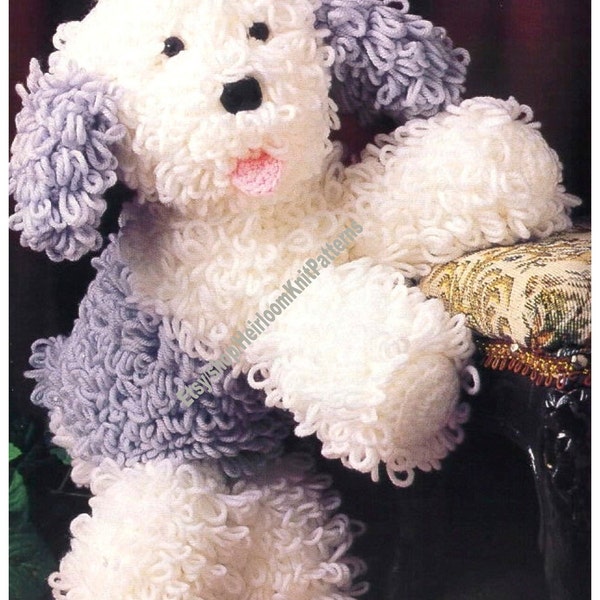 English Sheepdog Toy Vintage Crochet Pattern Cute Dog Puppy Loop Stitch Pattern Baby Boy Girl Stuffed Soft Toy Instant Download PDF - 3061