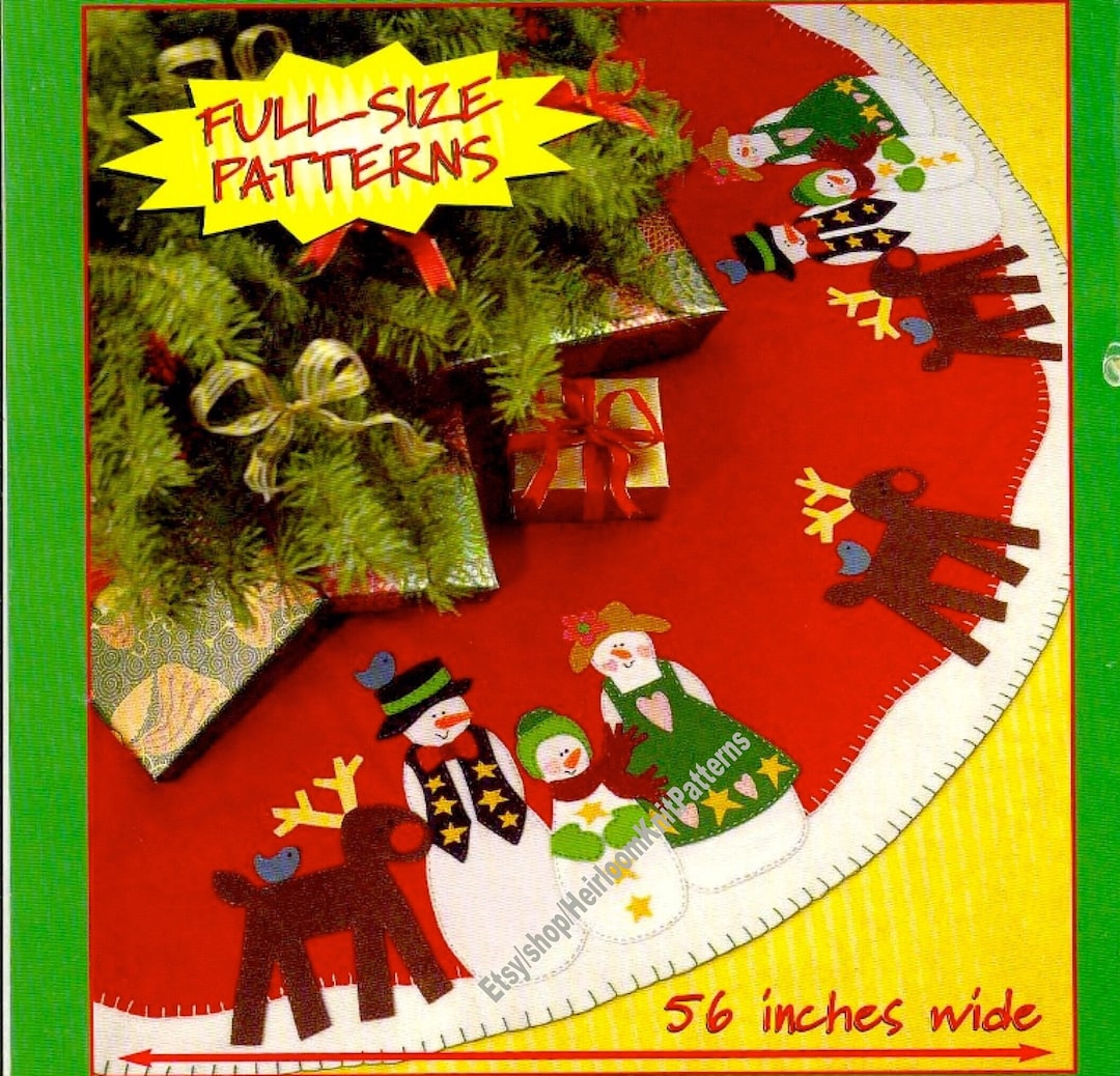 Christmas Tree Skirt Vintage Sewing Pattern Snow Folk Easy Etsy