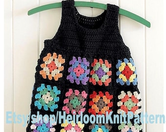 Girls Granny Square Top Crochet Pattern PDF Girls 2; 4; 6; & 8 years Crochet Top Pattern DK 8ply Crochet Pattern Instant Download PDF - 155