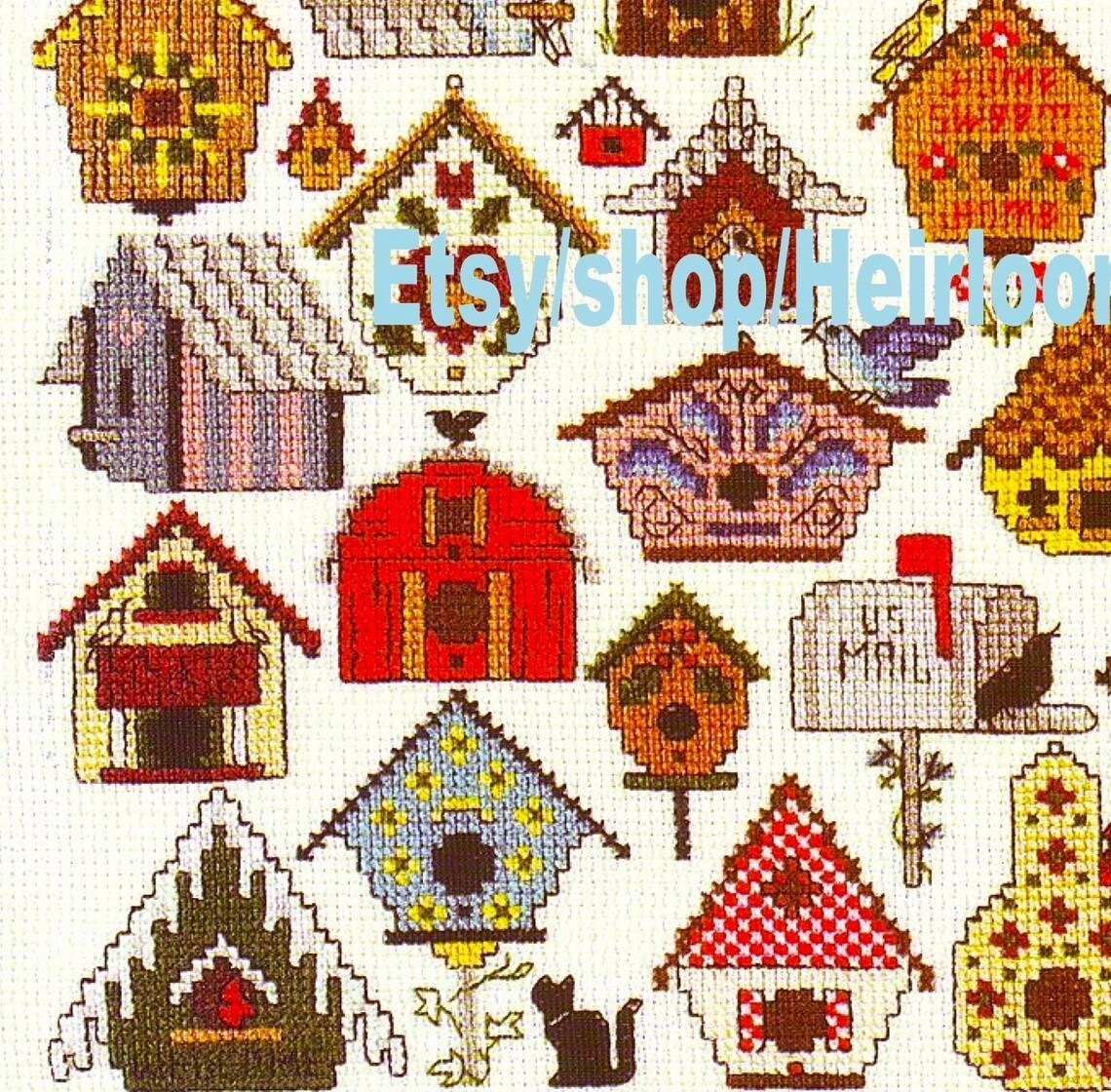 46 Bird House Designs Vintage Cross Stitch Pattern Small Motif | Etsy