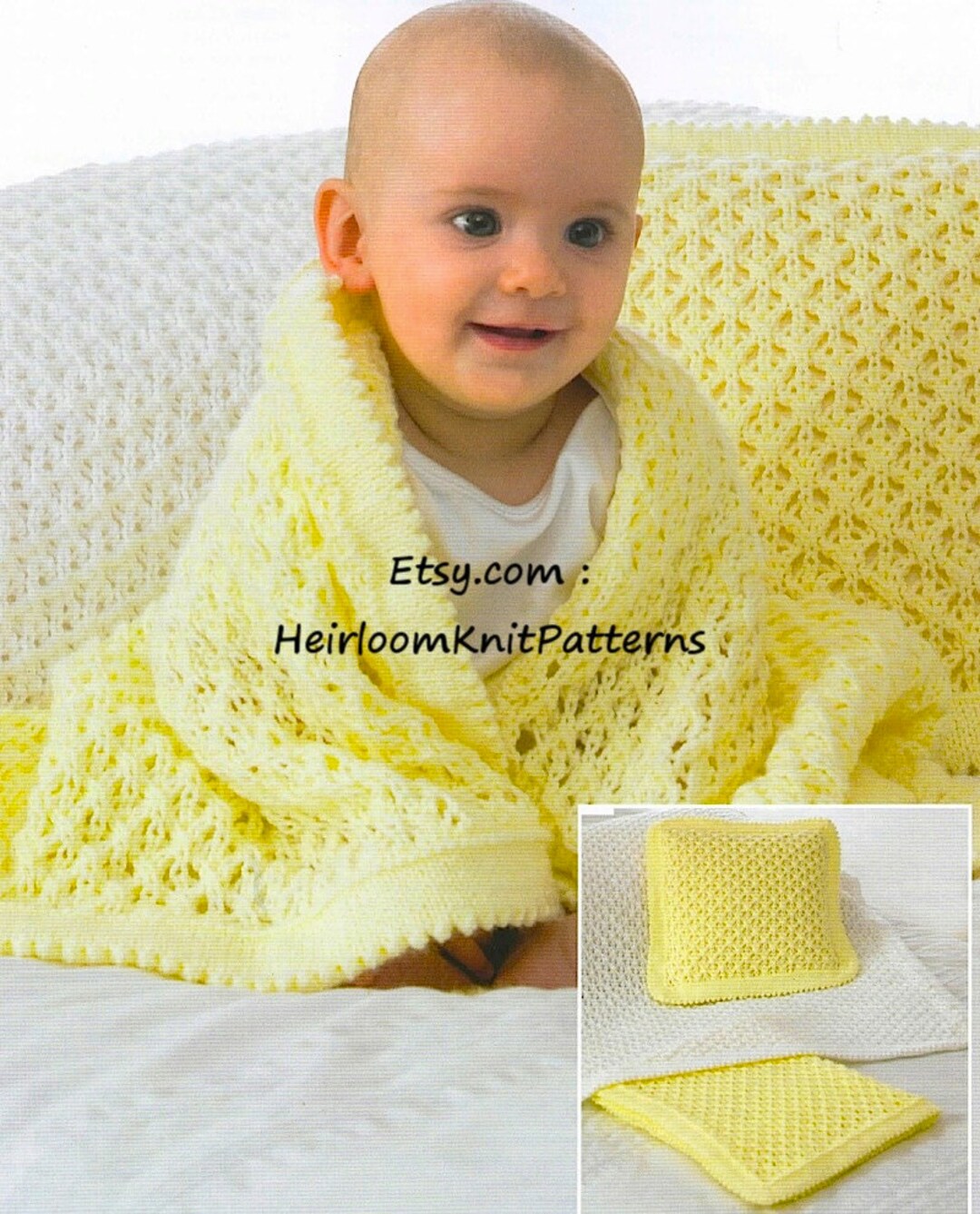 Baby Blankets & Cushion Vintage Knitting Pattern Baby Boy Girl Cot