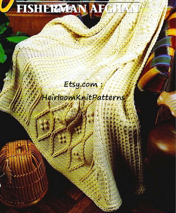 Fisherman Afghan Crochet Pattern PDF Aran Afghan Blanket Quilt Etsy UK