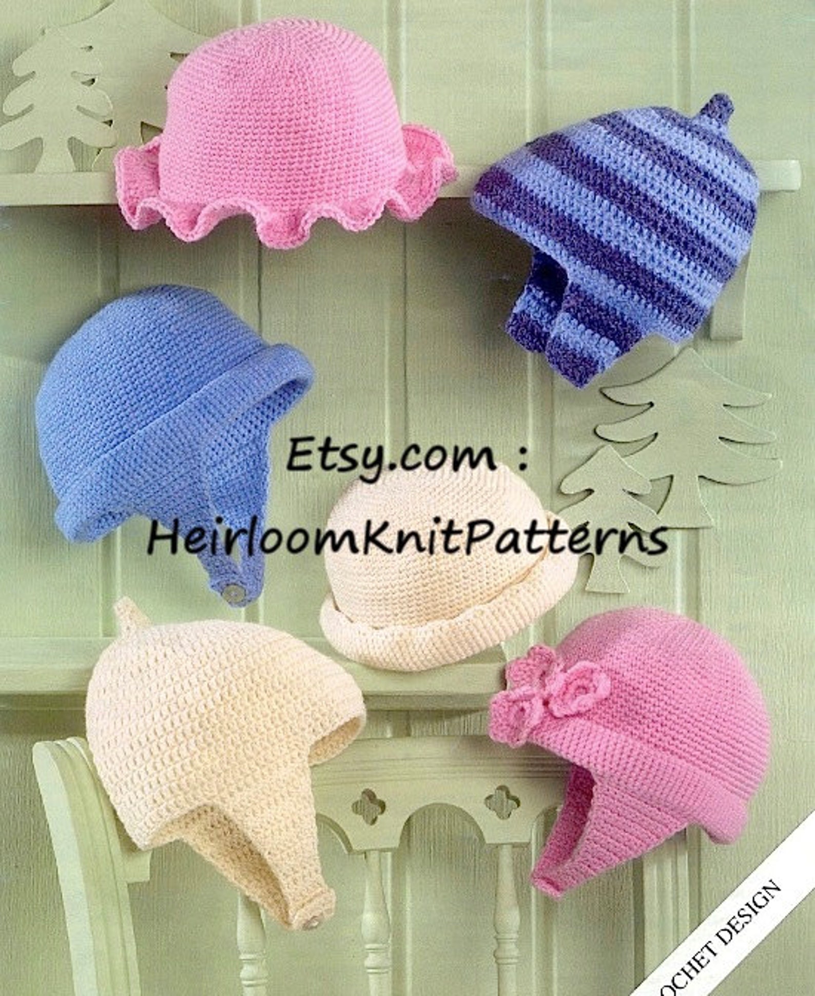 6 Simple Designs Boy Girl Hats Vintage Crochet Pattern 0-6yrs - Etsy