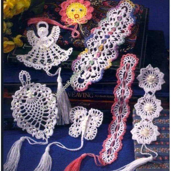 14 Designs Crochet Bookmarks Vintage Crochet Pattern PDF Creative Bookmarks Believer's Cross Angel Pineapple Instant Download PDF - 2333