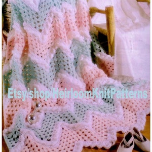 Baby Ripple and Ruffle Afghan Blanket Crochet Pattern PDF Baby Boy Girl Lace Blanket Afghan Cover Sport Yarn Instant Download PDF - 2473