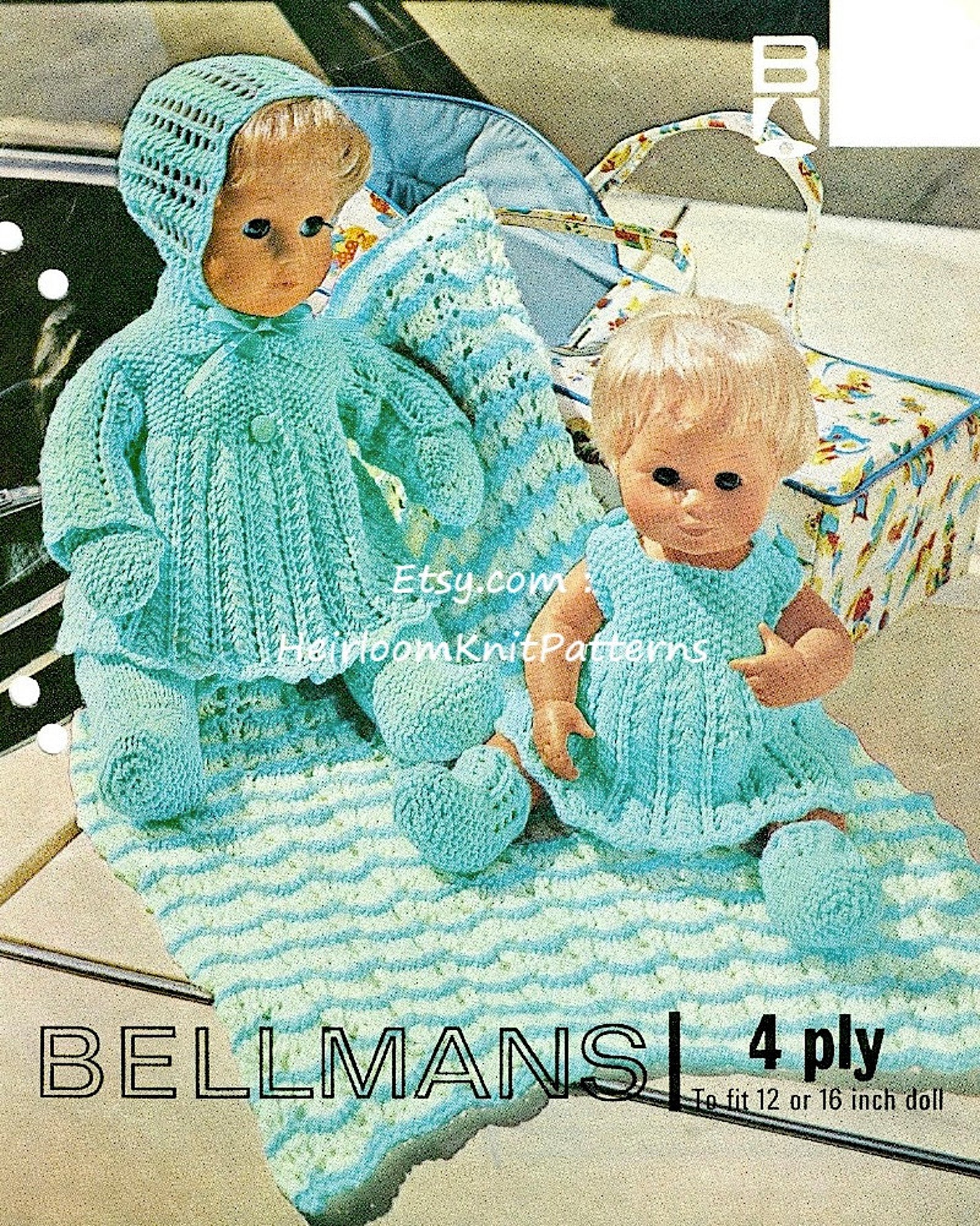 8piece Baby Doll Wardrobe Clothes Knitting Pattern Doll Etsy