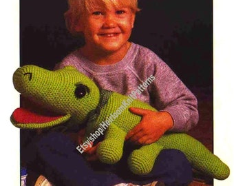 Alligator Toy Vintage Crochet Pattern PDF Soft Stuffed Cuddly Toy Plush Animal Baby Toy Crocodile 23 inches long Instant Download PDF - 3585