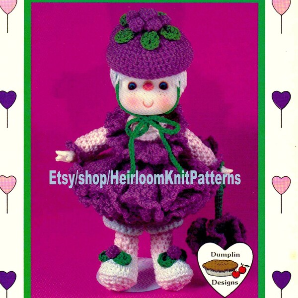 Yarn Head Doll Raspberry Fluff Vintage Crochet Pattern PDF Lollipop Lane 14'' Yarn Hair Soft Doll Dumplin Designs Instant Download PDF- 2567