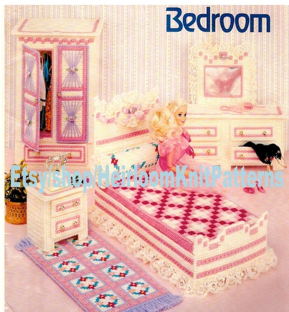 9 piece 11.5 Fashion Doll Bedroom Plastic Canvas Pattern Bed Wardrobe Dresser Doll House Furniture Instant Download PDF 2448 Etsy