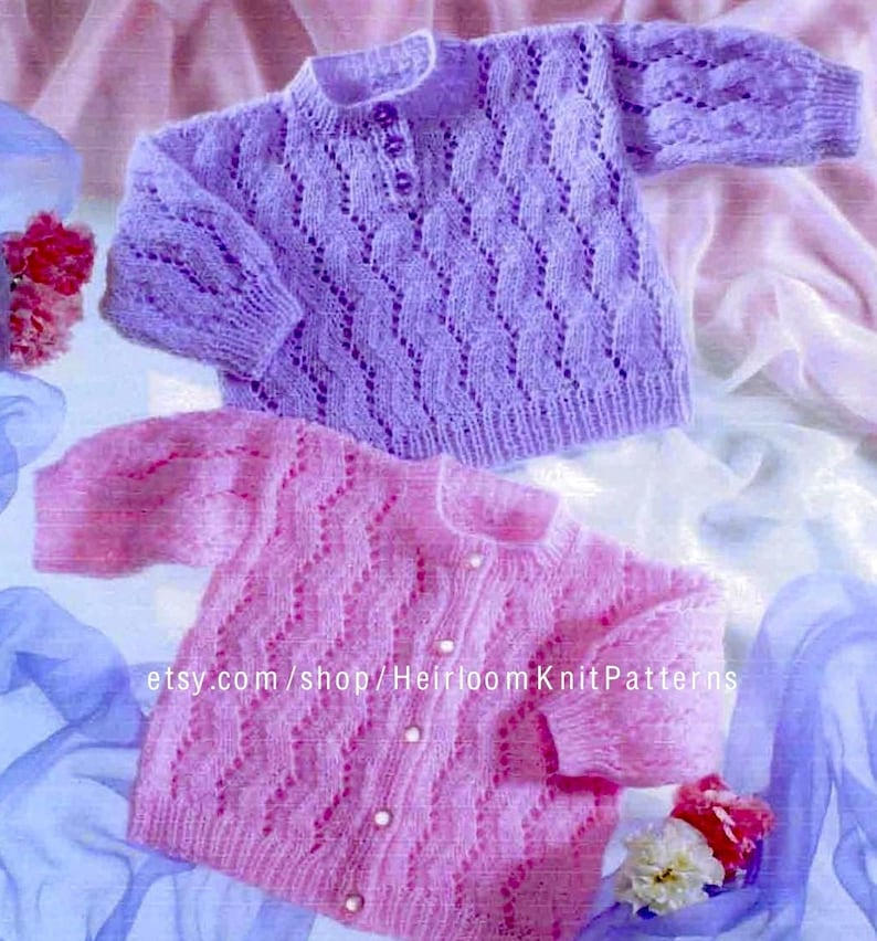 Baby Cardigan & Sweater Vintage Knitting Pattern 16 20'' DK/ 8ply 0 12 Months Baby Pattern Instant Download PDF Pattern 2047 image 1