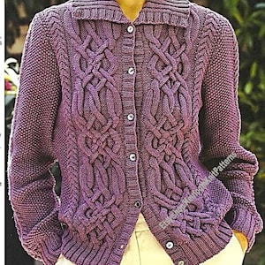 Women&#39;s Celtic Cable Cardigan & Sweater Vintage Knitting Pattern 32-42&#39;&#39; Teen Girls Aran Jacket Jumper DK 8ply Instant Download PDF - 310