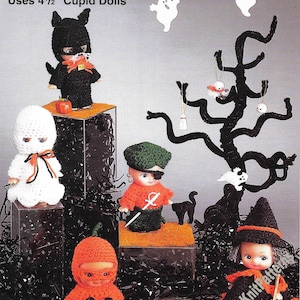 Trick or Treat Halloween Outfits Clothes for 4.5&#39;&#39; Cupid Dolls Vintage Crochet Pattern Cutie Impkins Kewpie Dolls Instant Download PDF- 3951